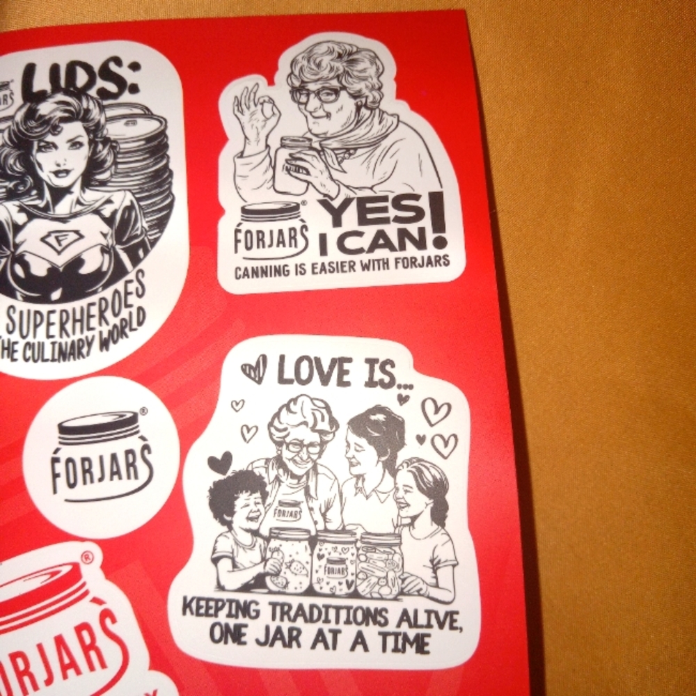 ♥️🖤🤍 NWT For Jars Canning Jarring Preserving Dehydrating Foods Stickers Fun - Picture 3 of 4